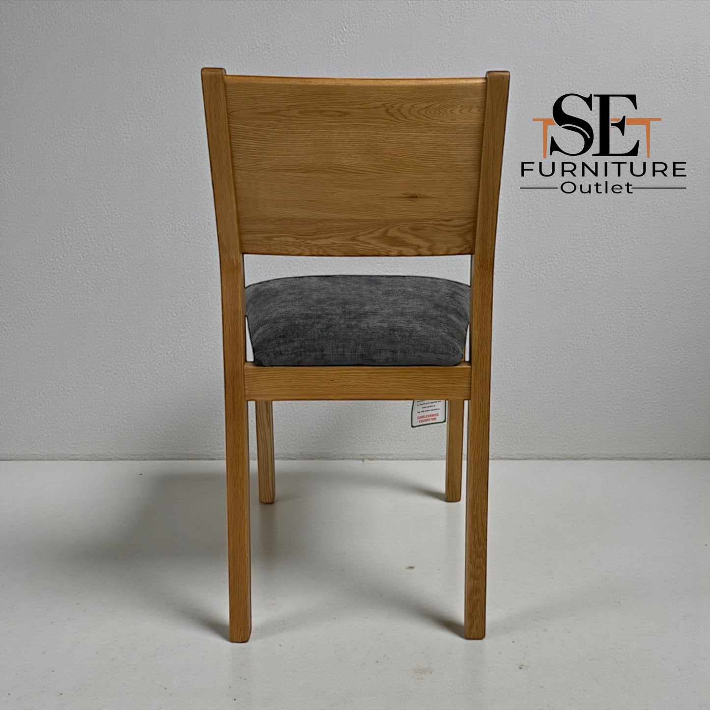 Set of 6 Natural Oak Dining Chairs with Grey Crushed Seat Pads, Ellison Range from Oak Furnitureland, RRP £200 Each.
