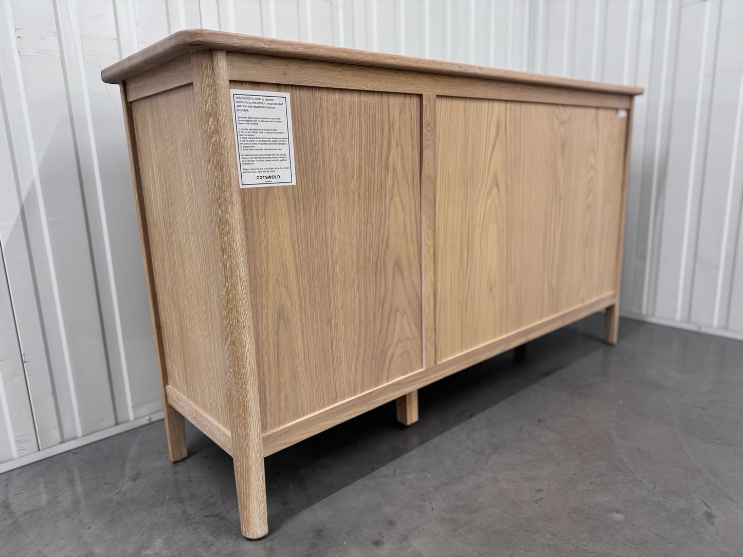 Solid White Waxed Oak Large Sideboard With 2 Door Cupboard & 4 Drawers RRP £750