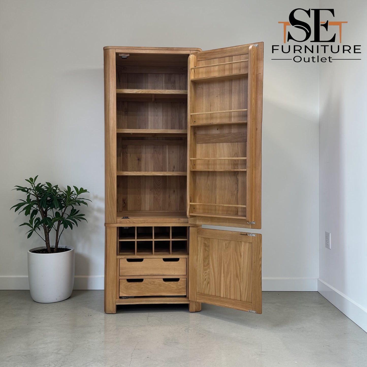 Natural Solid Oak Small Kitchen Larder from Romsey Range by Oak Furnitureland, RRP £1249