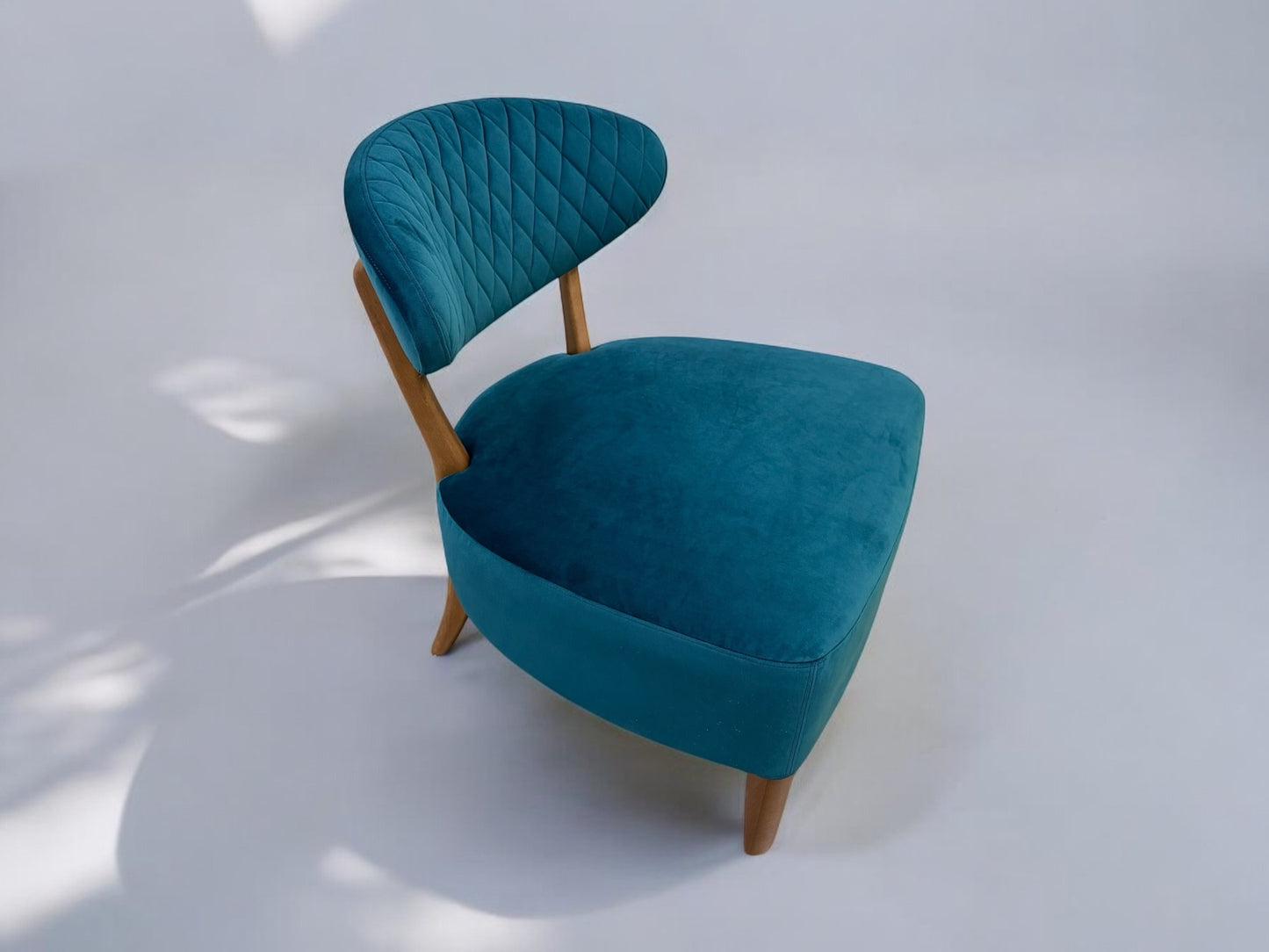 Sea Green Velvet Fabric Casual Chair With Solid Oak Frame RRP £589