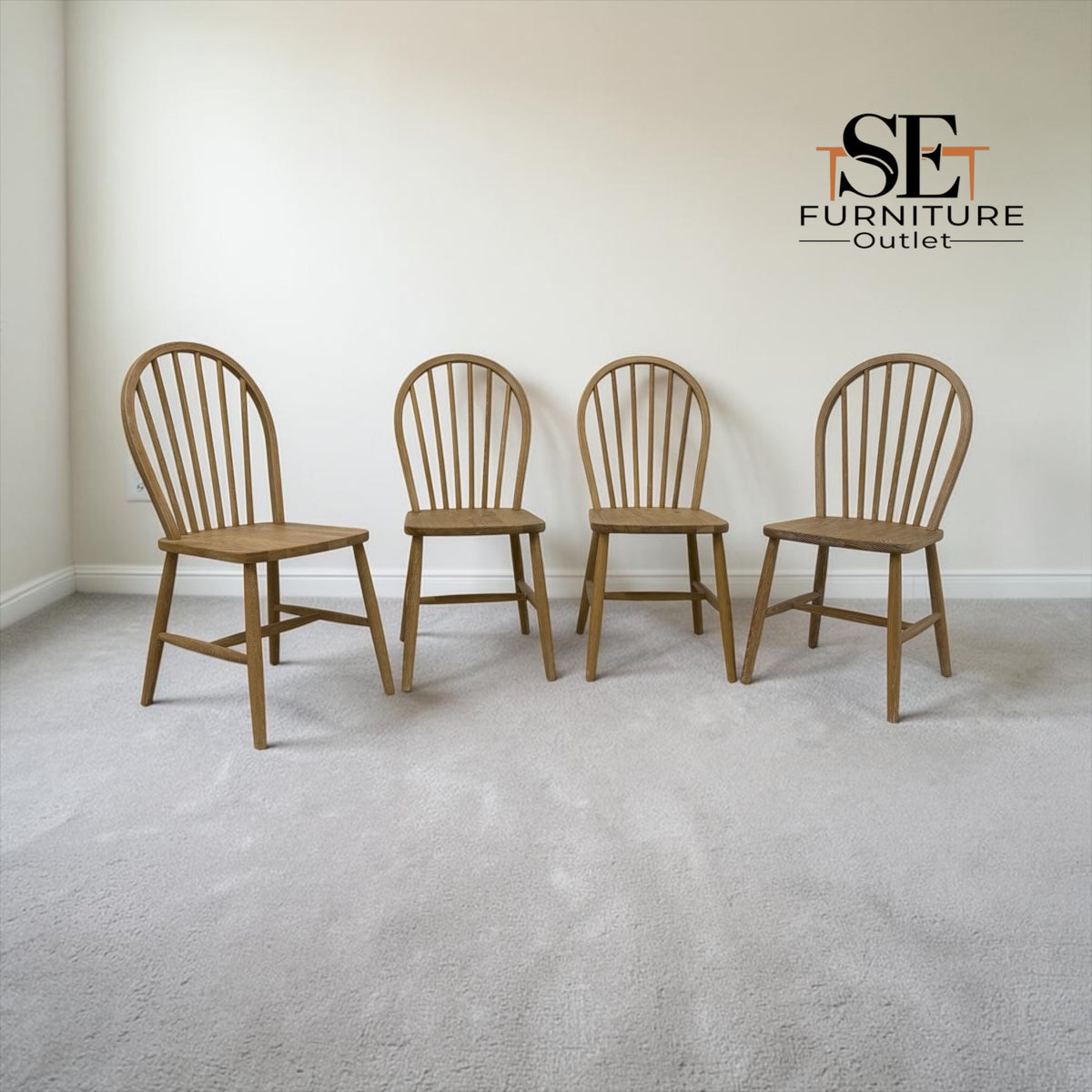 Set of 4 White Wax Finished Solid Oak Dining Chairs, Berkeley Nordic Oak Range RRP £796