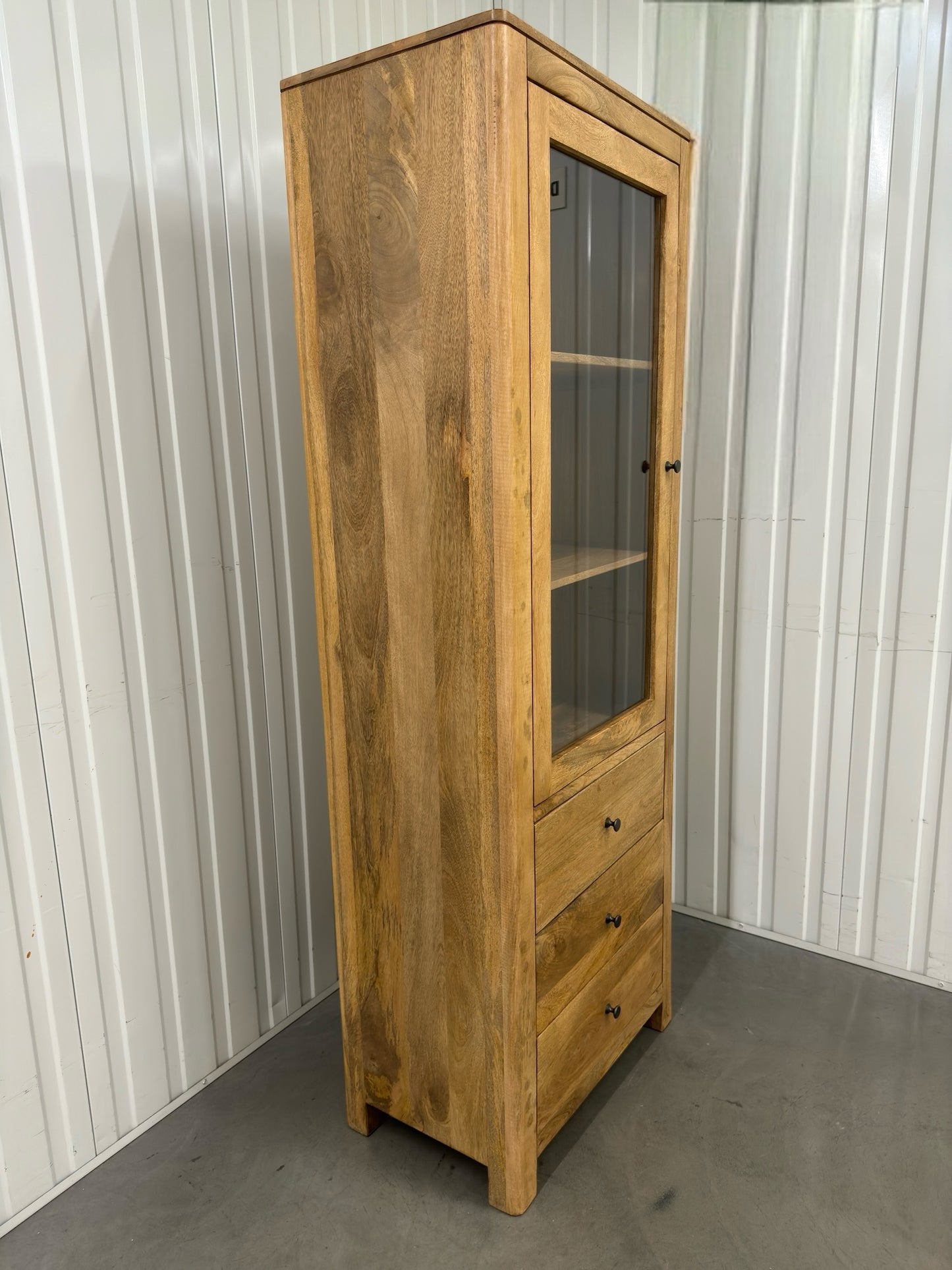 Oak Furnitureland Solid Mango Wood Display Cabinet Lyla Range RRP £679