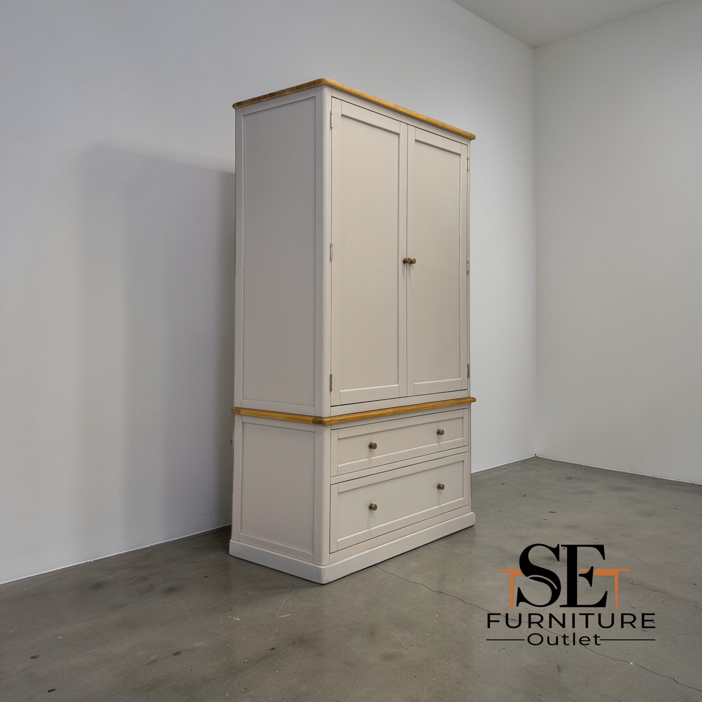 Natural Solid Oak & Painted Double Larder, Henley Range From Oak Furnitureland RRP £1679