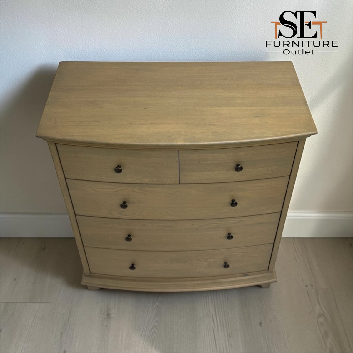 Solid Oak & Oak Veneer 5 Drawer Chest, Winchcombe Smoked Oak Range RRP £899