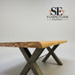 Natural Solid Oak & Metal Legs, 8 Seater Live Edge Dining Table, From Oak Furnitureland RRP £999