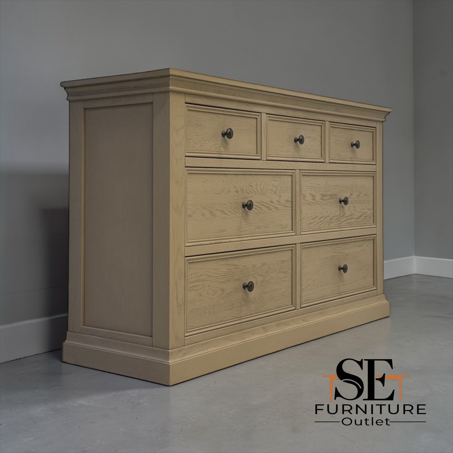 Weathered Oak 7 Drawer Chest, Burleigh Range From Oak Furnitureland RRP £789