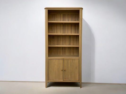 Oak Furnitureland Light Natural Solid Oak Tall Bookcase Newton Range RRP £649