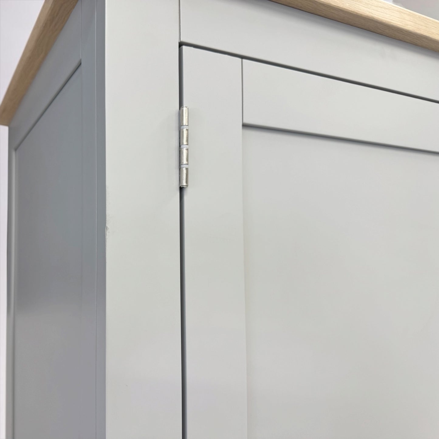 Solid Oak Top & Solid Wood Frames Hideaway Home Office, Chester Dove Grey Range RRP £1799