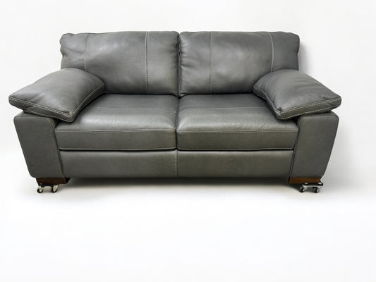 Oak Furnitureland Luxurious Italian Caruso Slate Leather Sofa Matera Range RRP £2299