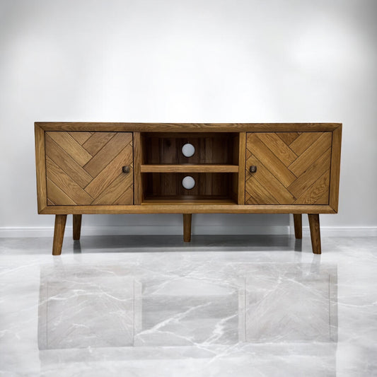 Brushed & Glazed Solid Oak TV Parquet Range From Oak Furnitureland RRP £499