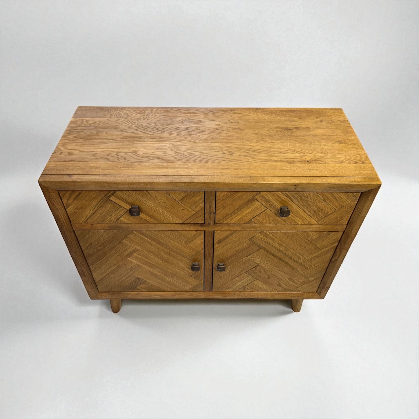 Brushed & Glazed Solid Oak Small Sideboard Parquet Range From Oak Furnitureland RRP £569