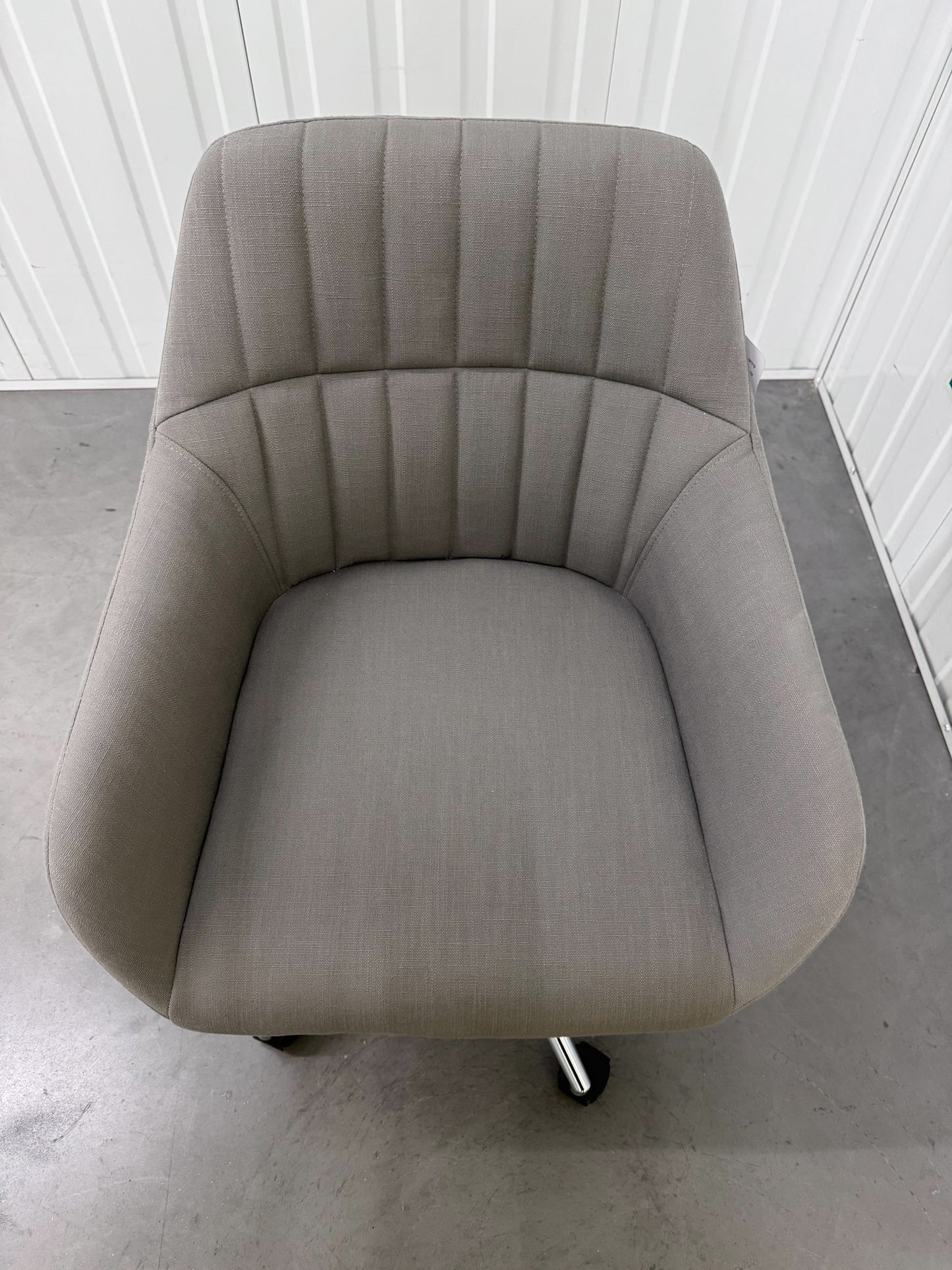 Upholstered Office Chair Grey Linen With Stylish Chrome Base RRP £179