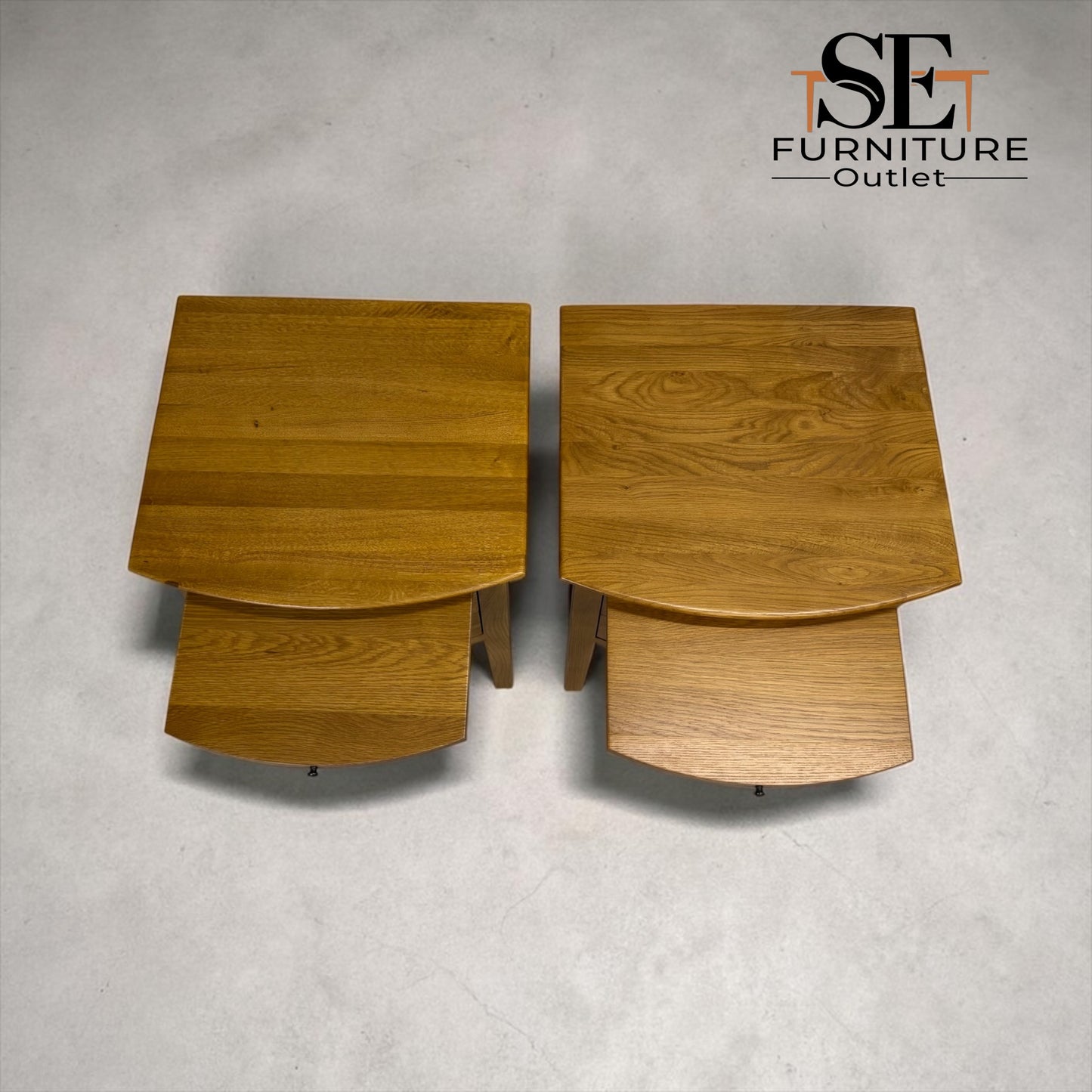 Set of 2 Solid Oak & Quality Oak Veneer Bedside Tables from the Winchcombe Oiled Oak Range RRP £658