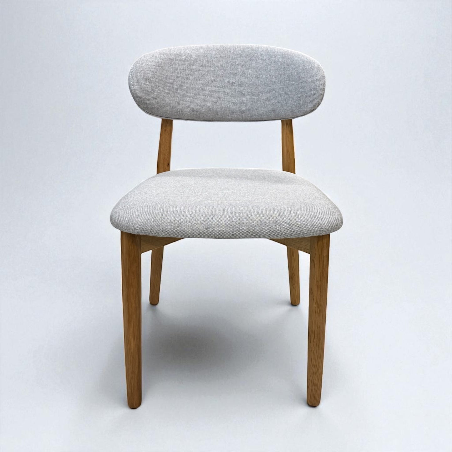 Set of 6 Cloud Grey Fabric Dining Chairs with Oak Legs, From Oak Furnitureland RRP £260 Each