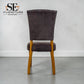 Set of 4 Natural Oak Dining Chairs, Plain Charcoal Fabric, Part of the Curve Range from Oak Furnitureland, RRP £220 each