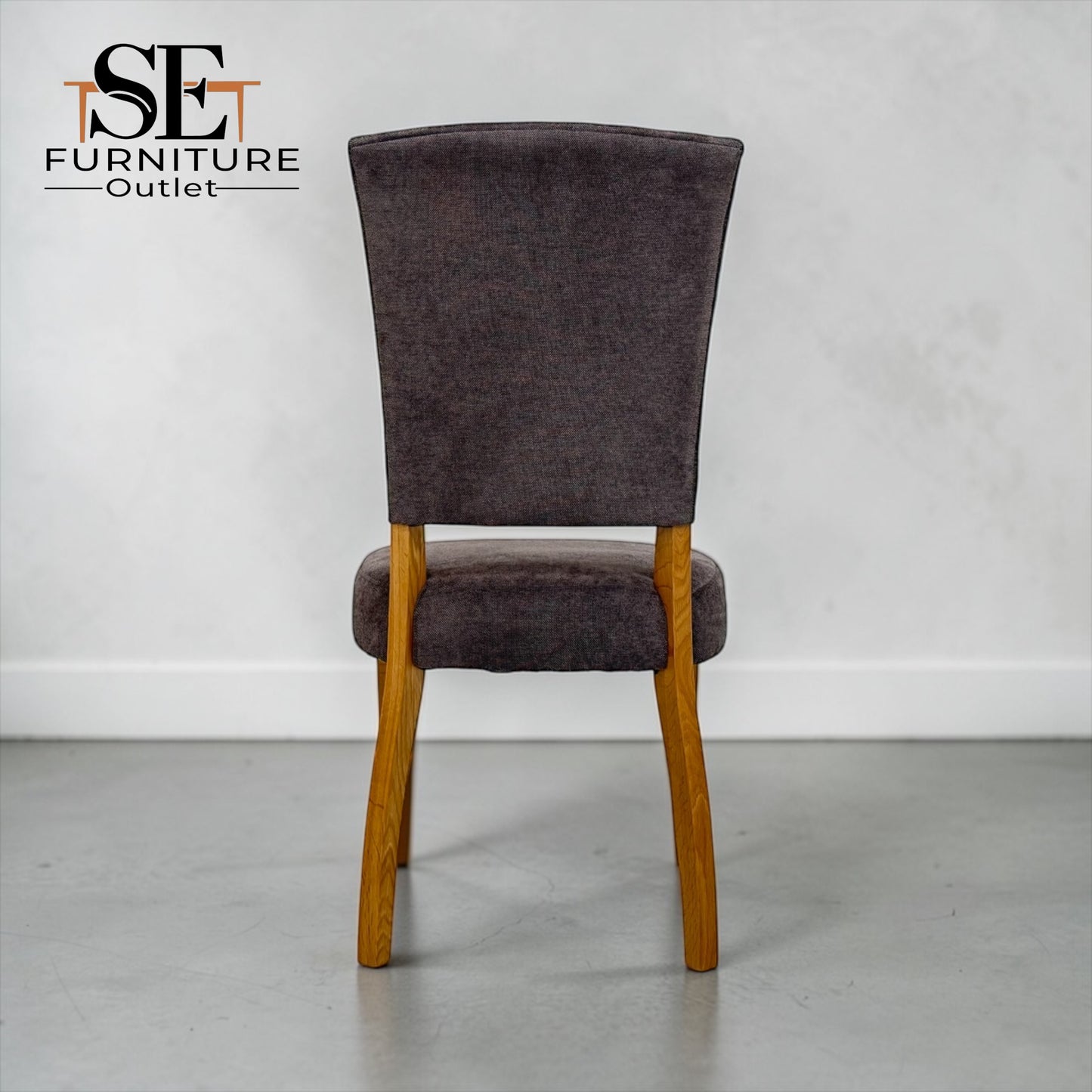 Set of 4 Natural Oak Dining Chairs, Plain Charcoal Fabric, Part of the Curve Range from Oak Furnitureland, RRP £220 each