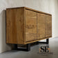 Chunky Solid Acacia Wood Live Edge 3-Door Large Sideboard with Gun Metal Legs RRP £999