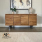 Chunky Solid Acacia Wood Live Edge 4-Door Extra Large Sideboard with Gun Metal Legs RRP £1299