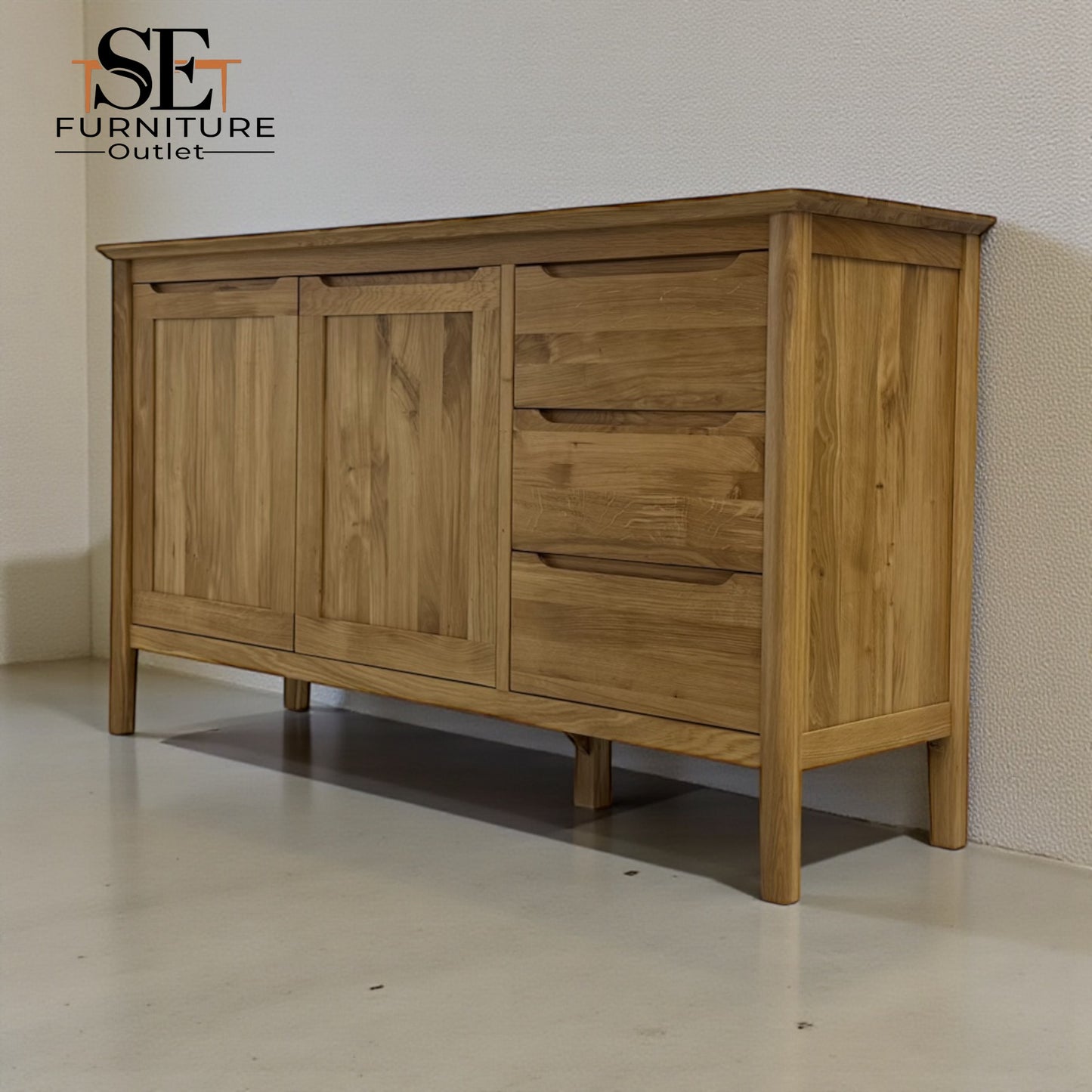 Natural Solid Oak Large Sideboard Copenhagen Range, From Oak Furnitureland RRP £659