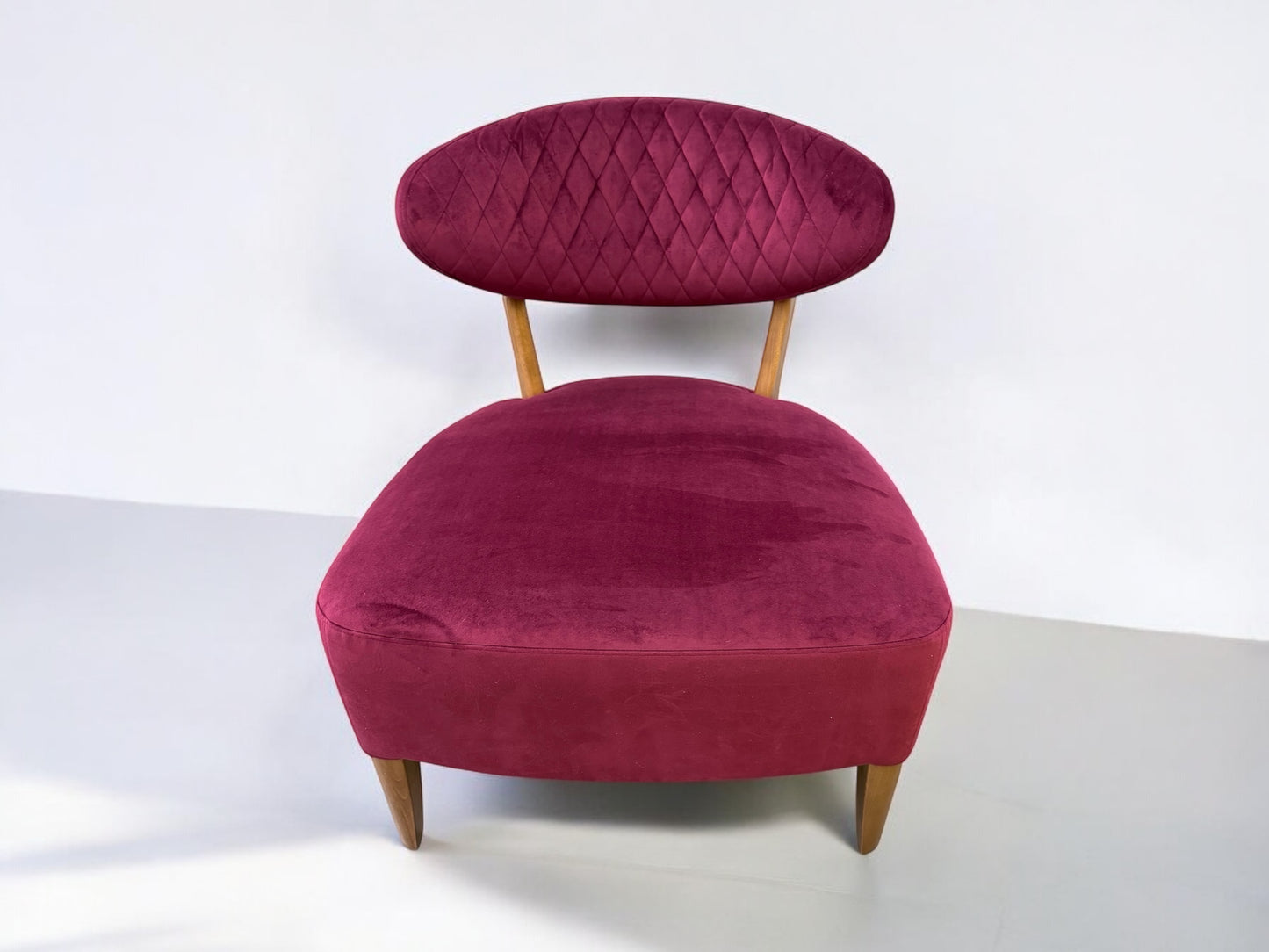 Crimson Velvet Fabric Casual Chair With Solid Oak Frame RRP £589