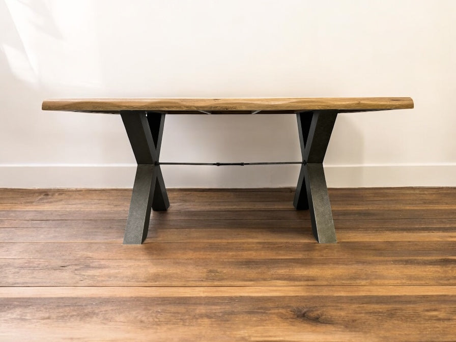 Natural Solid Oak & Metal Legs 8 Seater Living Edge Dining Table, From Oak Furnitureland RRP £999