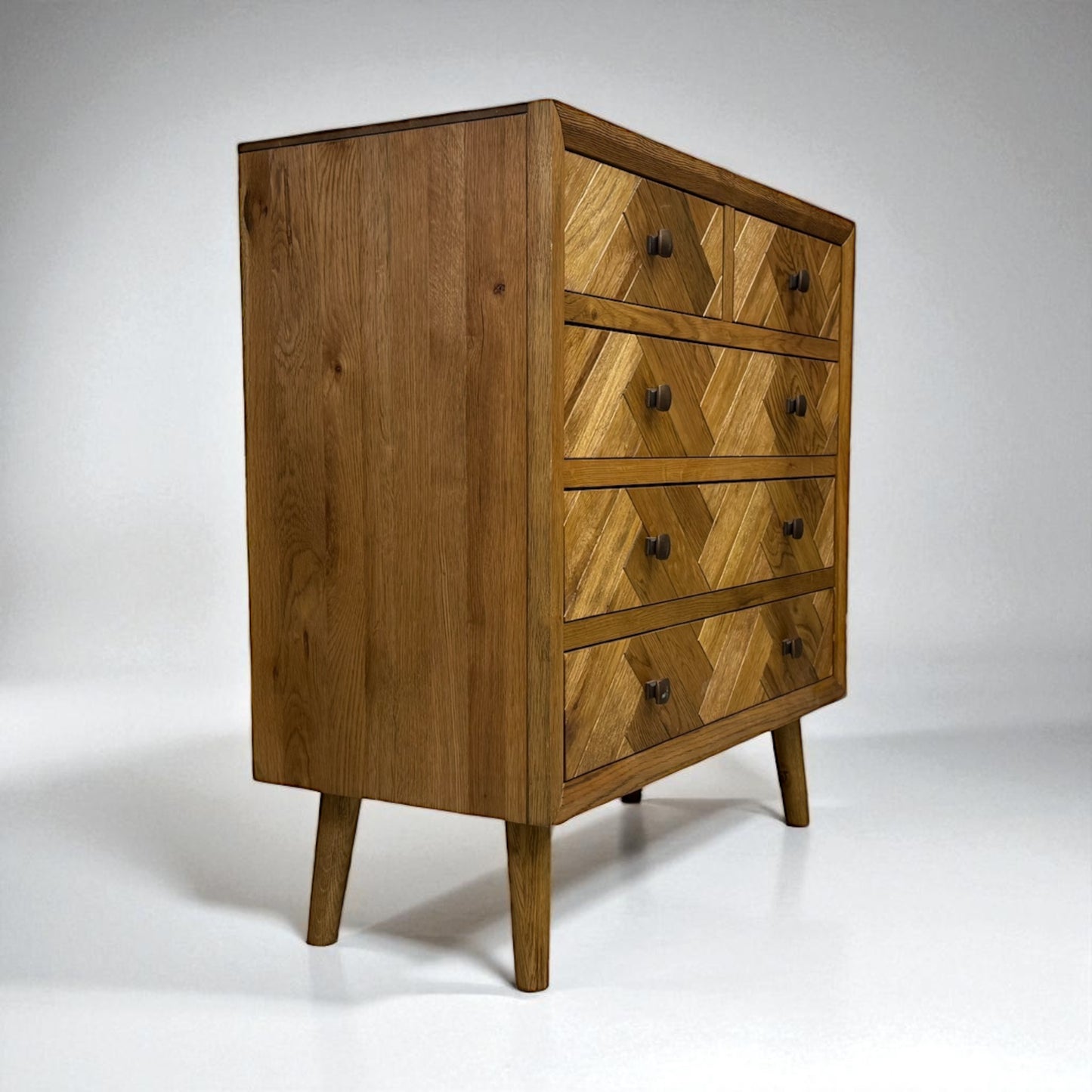 Brushed & Glazed Solid Oak Chest of Drawers Parquet Range From Oak Furnitureland RRP £569
