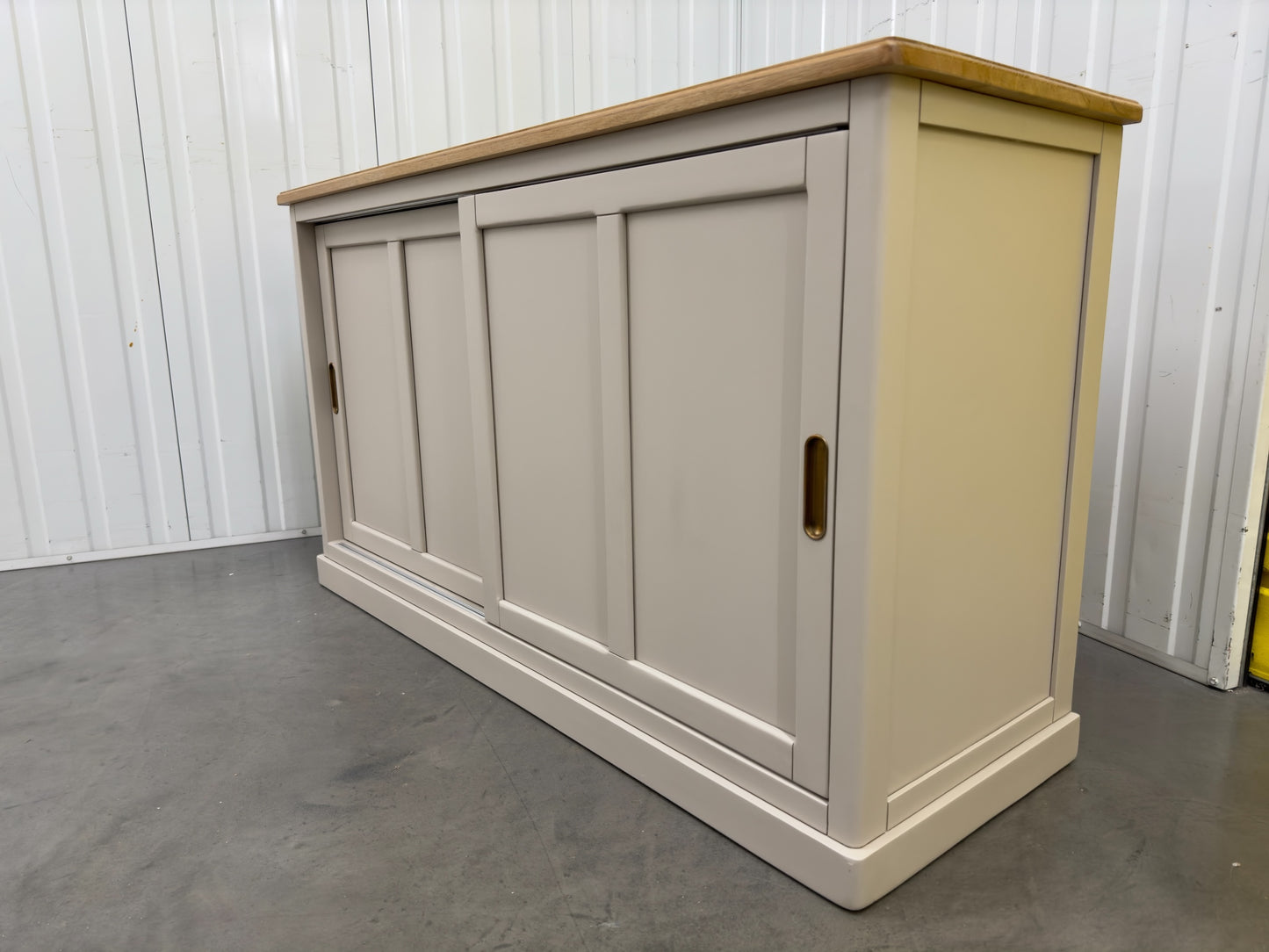 Oak Furnitureland Oak Top & Grey Painted Sideboard with Brass Coloured Hardware Henley Range RRP £649