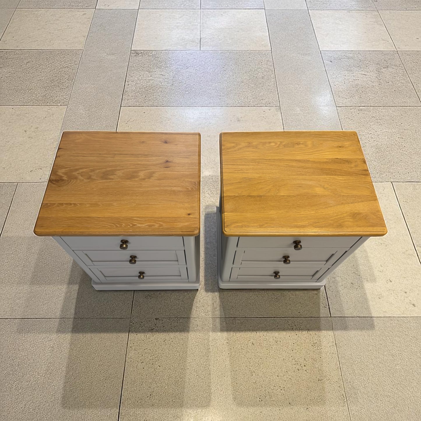 Natural Solid Oak & Painted 3 Drawer Bedside Tables Henley Range From Oak Furnitureland