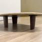 Solid Walnut legs & Natural Travertine Stone Coffee Table in the Shape of a Crescent Moon RRP £1199