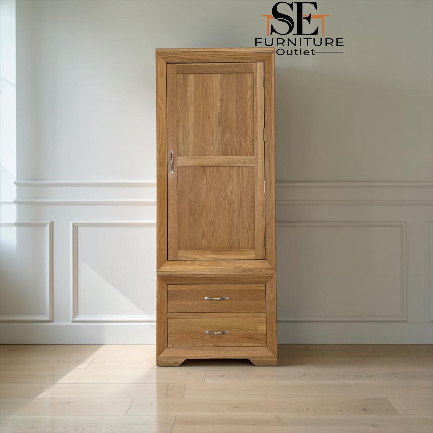 Natural Solid Oak Slim Kitchen Larder Bevel Range From Oak Furnitureland RRP £1049