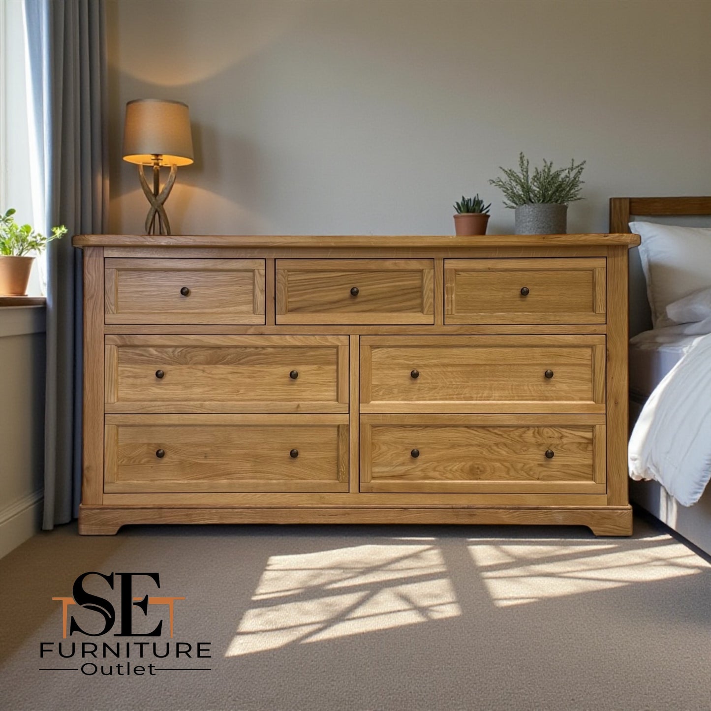 Natural Solid Oak 7 Drawer Chest, Brennan Range From Oak Furnitureland RRP £899