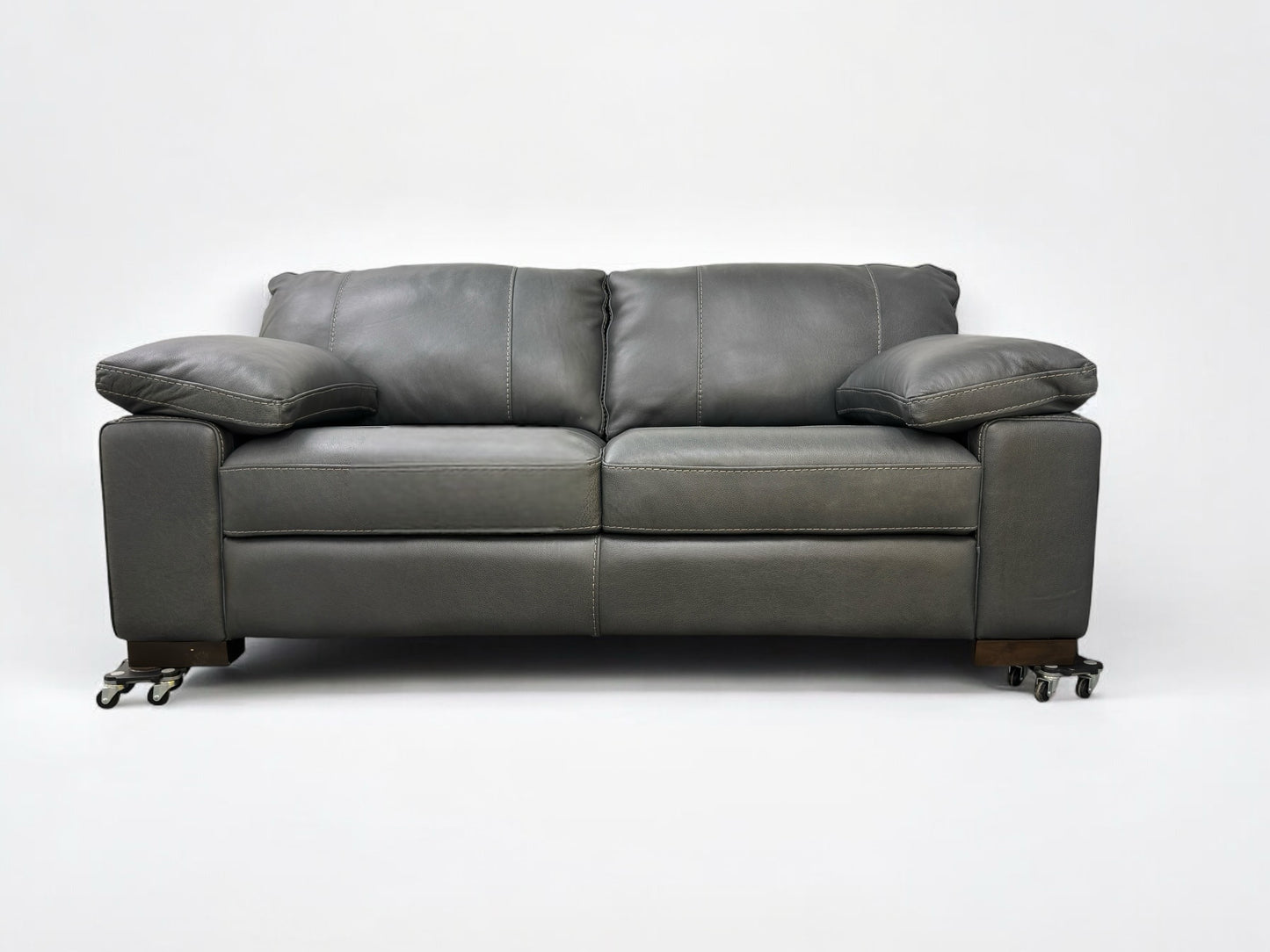 Oak Furnitureland Luxurious Italian Caruso Slate Leather Sofa Matera Range RRP £2299