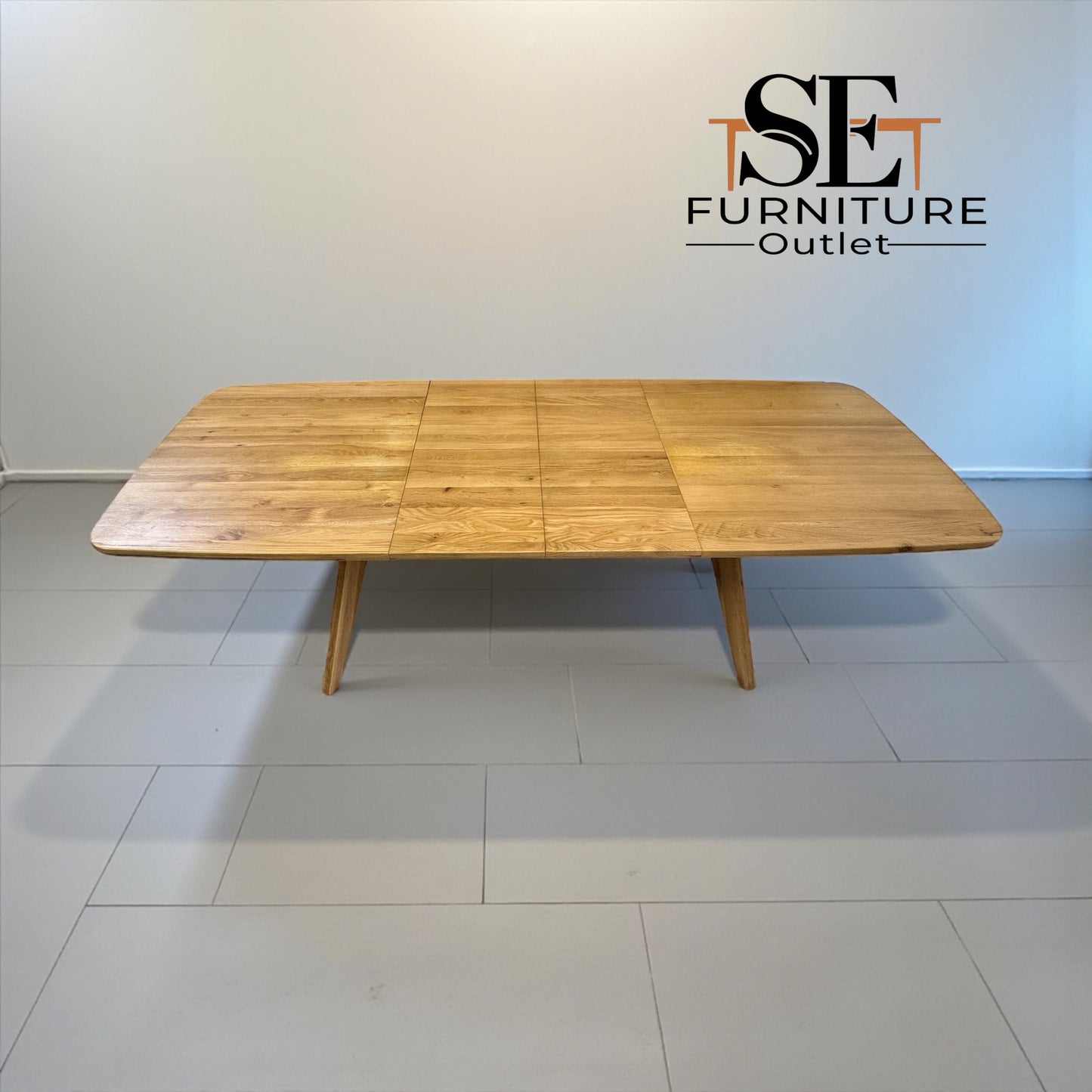 Natural Solid Oak Extending Dining Table, 6 to 10 Seater Bentley Range From Oak Furnitureland RRP £1079