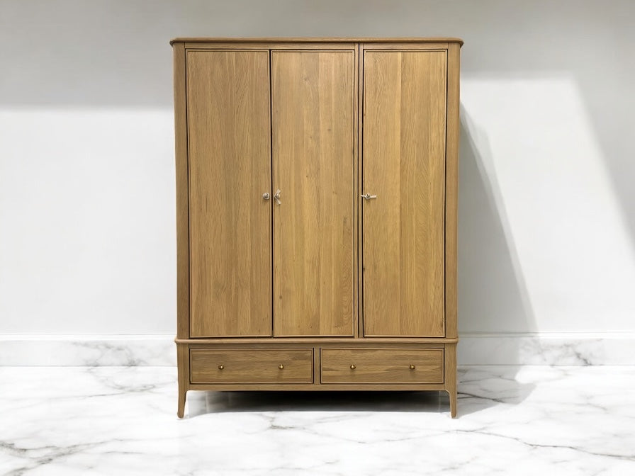 Light Natural Solid Oak Triple Wardrobe, Newton Range From Oak Furnitureland RRP £1549