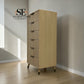 Textured Fluted Front & Brass-Plated Handles Tallboy from Oakridge Blonde Oak Range RRP £699