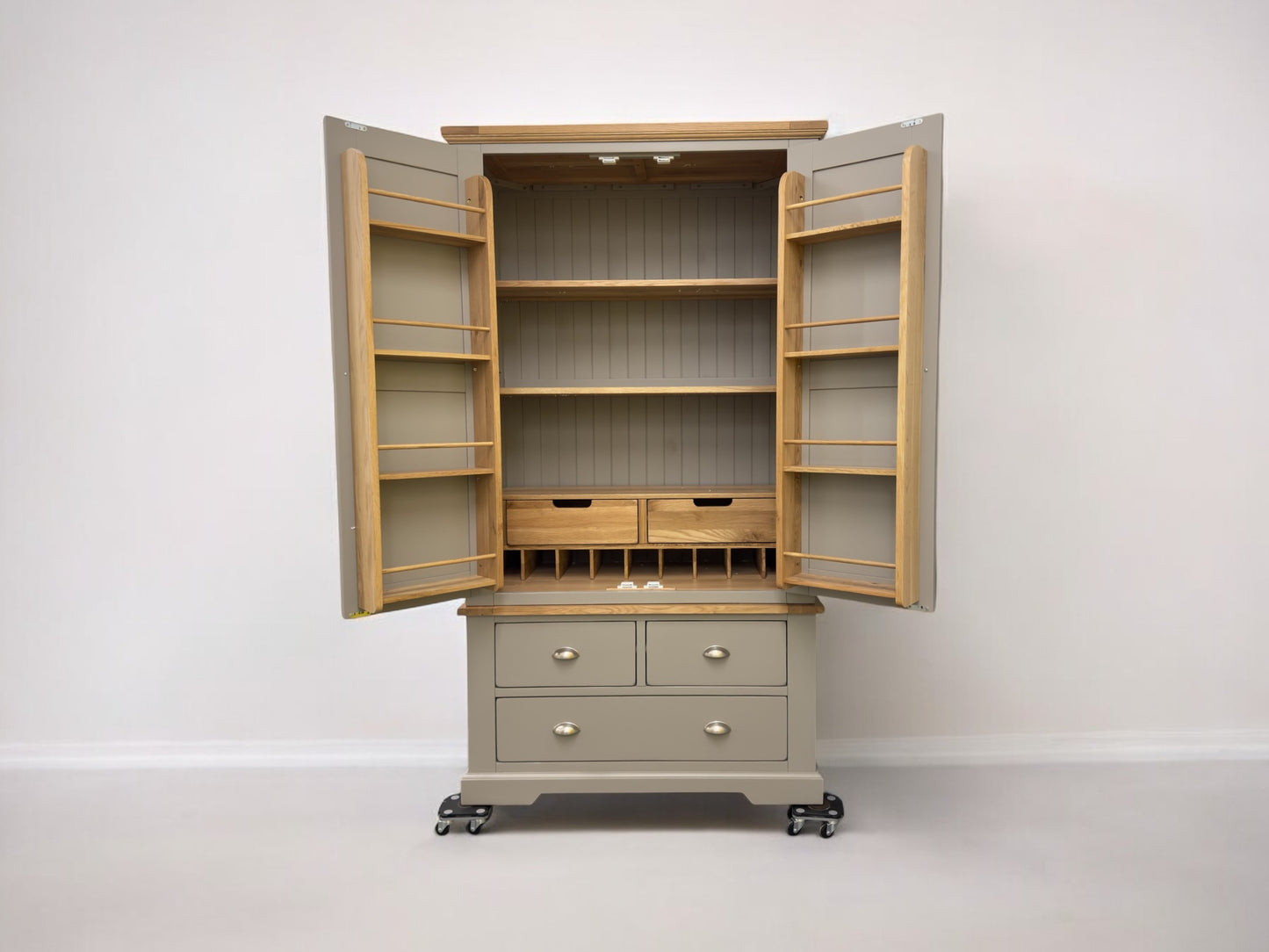 Oak Furnitureland Oak & Grey Painted Kitchen Larder St Ives Range RRP £1449