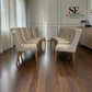 Set of 8 Winged Button Dining Chairs Stone Linen, Foxglove Range RRP £1592