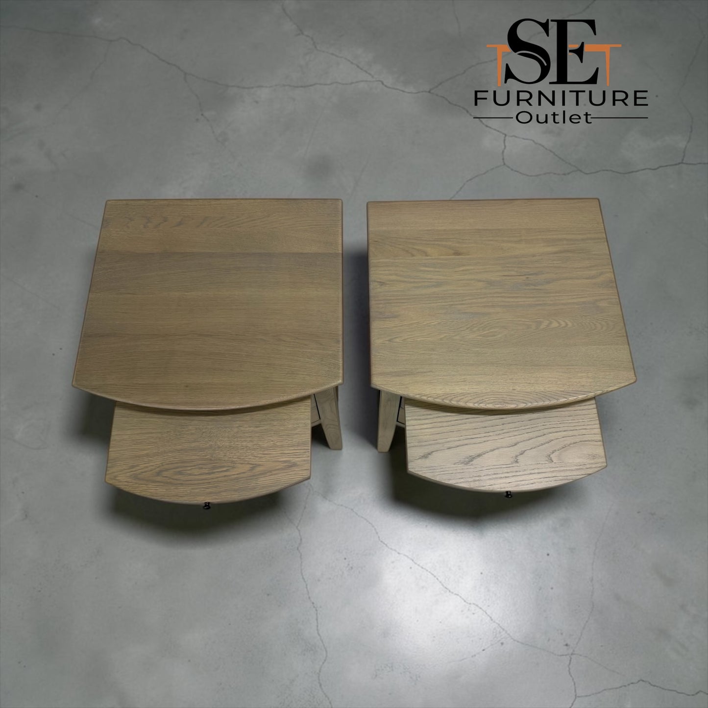 Set of 2 Solid Oak & Quality Oak Veneer Sides Bedside Tables from the Winchcombe Smoked Oak Range RRP £650