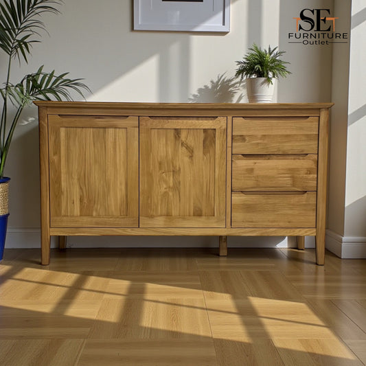 Natural Solid Oak Large Sideboard Copenhagen Range, From Oak Furnitureland RRP £659