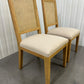 Oak & Rattan Back Chair with Fabric Covered Padded Seat, Set of 2