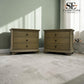 Set of 2 Solid Oak & Oak Veneer Wide Bedside Tables from the Winchcombe Smoked Oak Range, RRP £998