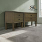 Set of 2 Smoked Solid Oak & Oak Veneer Wide 2 Drawer Bedside Tables, Bibury Smoked Oak Range, RRP £500