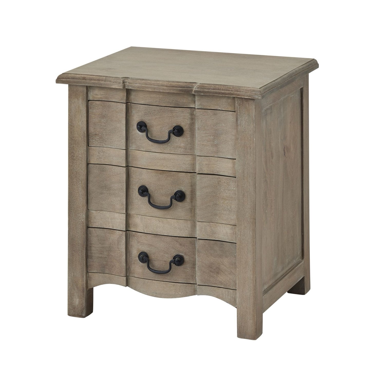 COPGROVE COLLECTION 3 DRAWER  SOLID WOOD FRENCH STYLE BEDSIDE TABLE