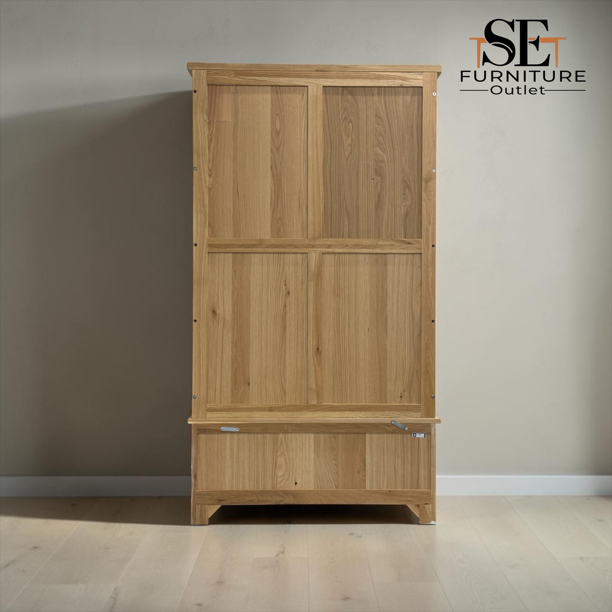 Whitewashed Finish Solid Oak & Oak Veneer Double Wardrobe, Inglesham Range, RRP £999