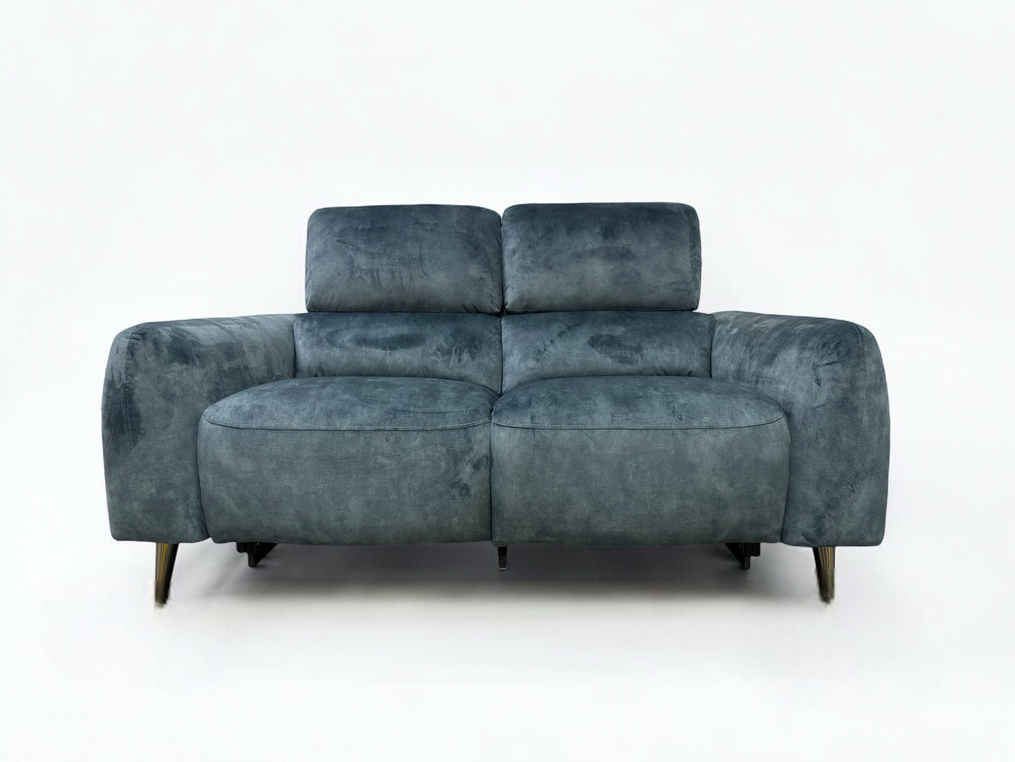 Oak Furnitureland Descent Blue Fabric 2 Seater Electric Recliner Sofa with Power Headrest Juliette Range RRP £1599