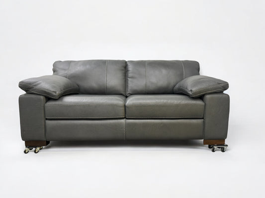 Oak Furnitureland Luxurious Italian Caruso Slate Leather Sofa Matera Range RRP £2299