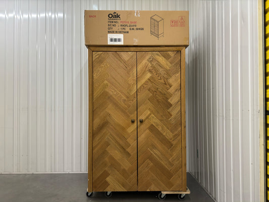 Oak Furnitureland Brushed & Glazed Solid Oak Double Wardrobe Parquet Range RRP £949