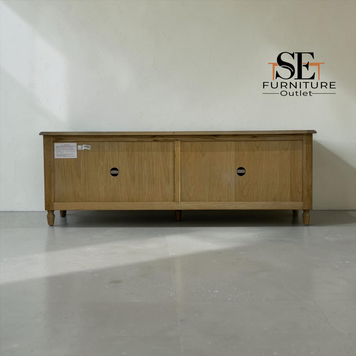 Grey-toned Limewashed Finish Solid Oak and Quality Oak Veneer Media TV Console Fits up to 75", Camille Range RRP £999
