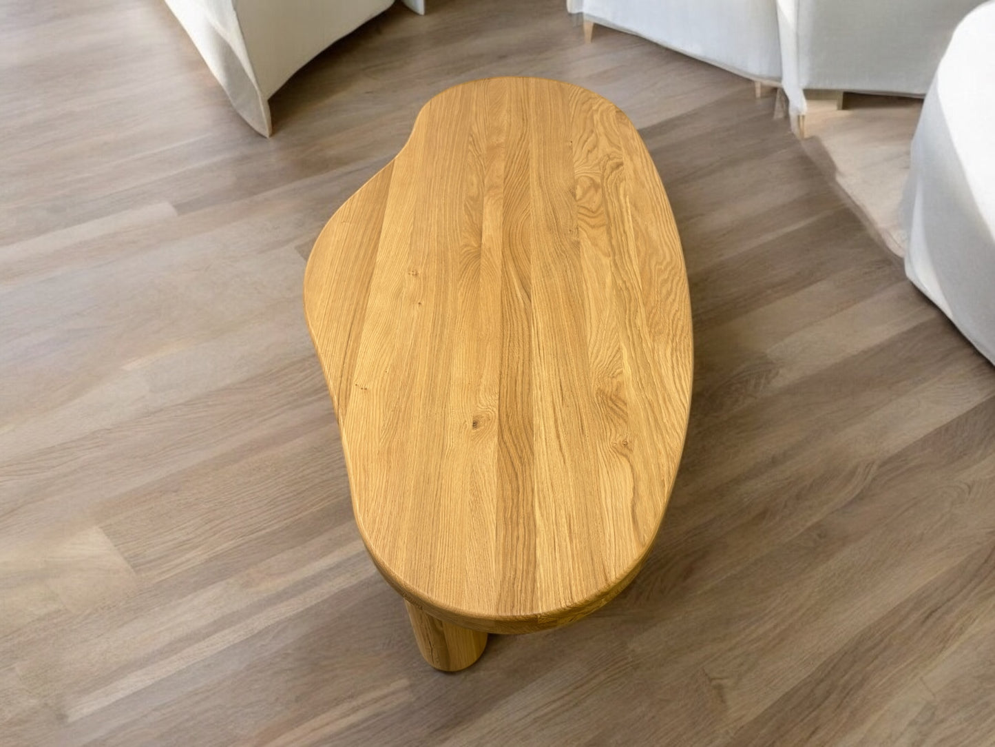 Solid Oak Coffee Table Featuring a Live Edge Design and Sturdy, Chunky Legs RRP £549