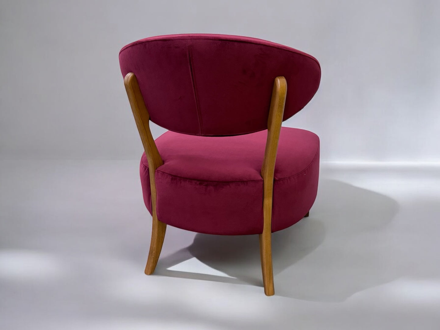 Crimson Velvet Fabric Casual Chair With Solid Oak Frame RRP £589